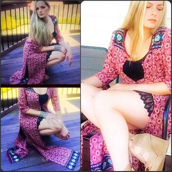 NWT Romeo & Juliet Couture Boho Maxi Flutter Sleeve Duster - Picture 3 of 4